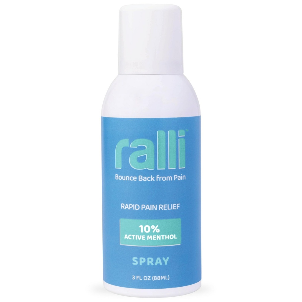 ralli Rapid Pain Relief 3oz Spray for Muscle Aches, Joint, Arthritis, Knee, Neck, Hip Pain, Foot Pain, Backache Pain-Relief, Dye Free, Made in USA