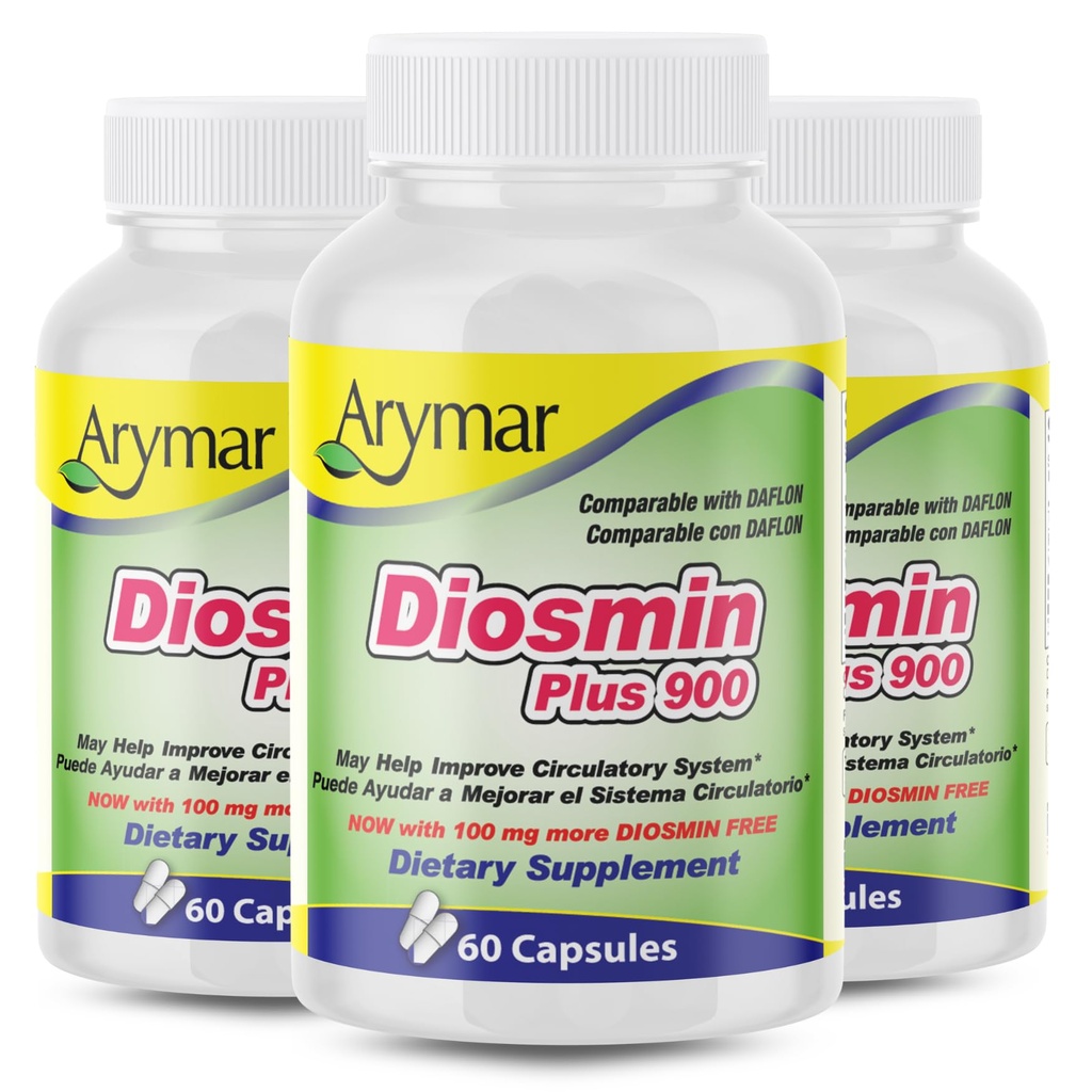Arymar Diosmin Plus 900mg – Circulation & Vein Support, 60 Capsules (3-Pack)