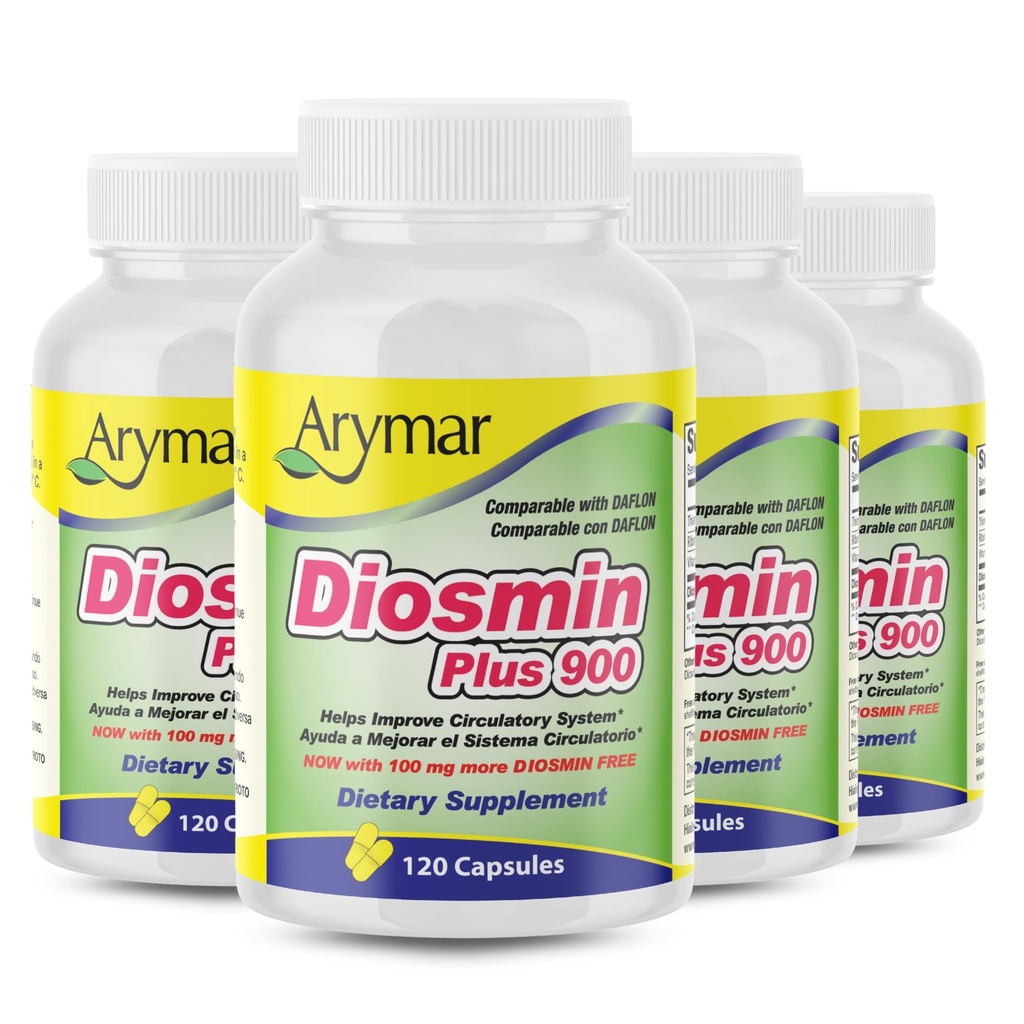 Arymar Diosmin Plus 900mg – Circulation & Vein Support, 120 Capsules (4-Pack)