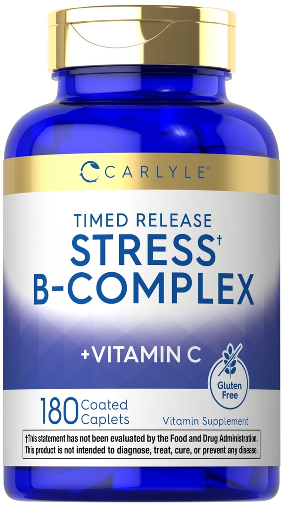 Carlyle Stress B-Komplexes Vitamin | 180 Vegetarische Kapseln | mit Vitamin C | Non-GMO & Gluten Kostenlose Ergänzung