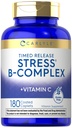 Carlyle Stress B-Complex Vitamine de 180 Caplets végétariens avec vitamine C de supplément sans OGM et sans gluten