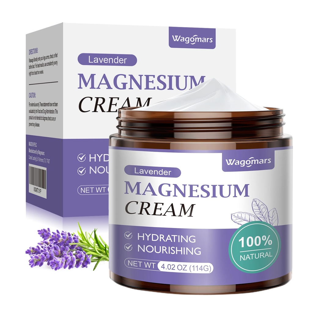 Crema di Magnesio per il Sonno - Naturale Lozione di Magnesio Topico per Cinture di Dolore e Gambe, Rilassamento Muscolare, Calma - Burro di Corpo Notturno per Idratazione Profonda - Sicuro per Bambini (Lavender)