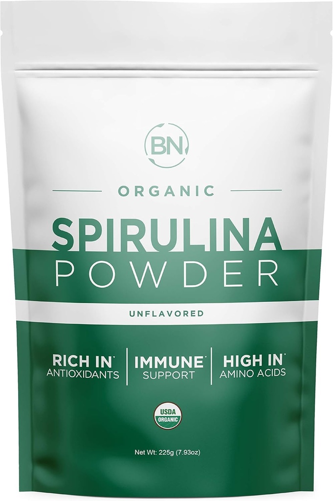 Spirulina Powder Organic 225g - 64 Servierungen 3.5g Serviergröße - USDA Zertifiziert - RAW-Nährstoff dicht Über 70% Protein pro Servierung - Reinste Quelle Vegan Protein - Superfood