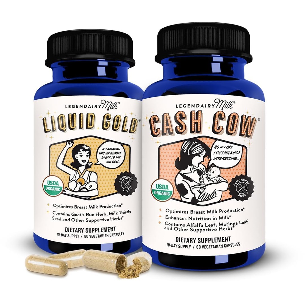 Legendairy Milk Liquid + Cash Cow, Integratore di Lattazione per l'aumento e il miglioramento del rilascio di Prolactin - Supporto di Lattazione per la produzione di latte materno