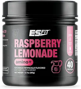 Amino+ Polvere - Pre e Post Workout con Caffeina + Estratto di tè verde - BCAA, Aminoacidi, Zucchero Zero, Calorie Bassa, Gusto Superiore, 40 Serve (Limonata di lampone)