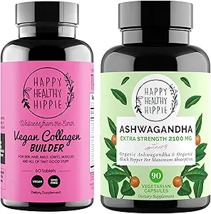 Happy Healthy Hippie Organic Ashwagandha Capsule & Vegan Collagen Builder
