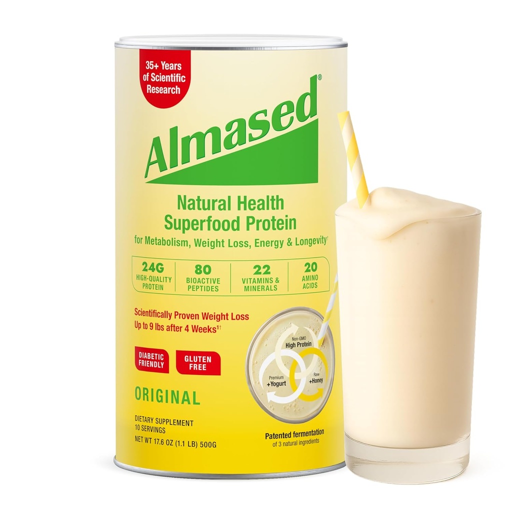 Almased substitut de repas Shake - Faible-Glycémie haute protéine de base poudre- Poids nutritionnel supplément de soutien de la santé - Arôme original - 17,6 oz