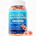 Methylated Multivitamin for Women Men Gummies, Omega 3 Fish Oil, Methylfolate & B12, Calcium, D3 K2, TMG, Magnesium, Zinc, Daily Vitamin A C E, B Complex, Biotin -Energy, Bone, Brain -Sugar Free 60Cts