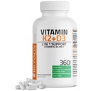 Bronson Vitamin K2 (MK7) mit D3 Supplement Non-GMO-Formel 5000 IU Vitamin D3 & 90 mcg K2 MK-7 einfach zu Swallow D & K Complex, 360 Kapseln