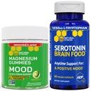STACKS NATURELS Mood Magnesium Citrate Gummies + Sérotonine Cerveau Food Bundle - Positive Mood & Stress Support - 90 pièces