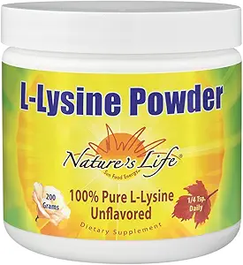 Nature's Life L-Lysine Powder | Aiuta a sostenere la funzione immunitaria sana | 100% Pure Natural L-Lysine | Vegetariano, Non aromatizzato, Zucchero Libero | 460 Serve