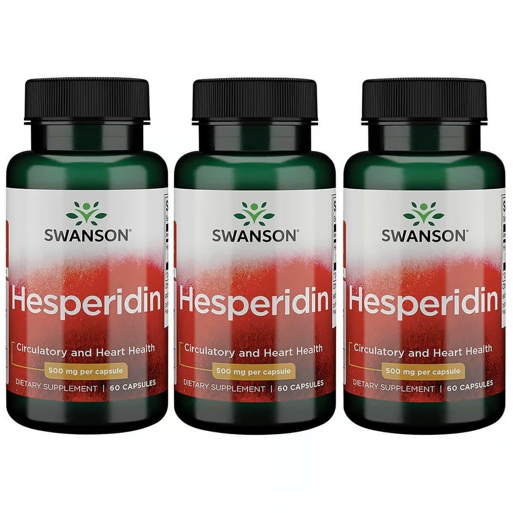 Swanson Hesperidin - Citrus-Derived - Cardiovascular & Hearth Health Support- Contributes to Muscle Recovery* - Features Antioxidant Properties - Gluten Free & Non-GMO - 60 Capsules (3 Pack)