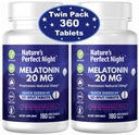 Notte perfetta della natura | Melatonin 20mg | 180 compresse di dissolvenza rapida, 2-Pack | Natural Mixed Berry Flavor |High Potency | Sugar Free | Vegan | Gluten Free | 2 Count