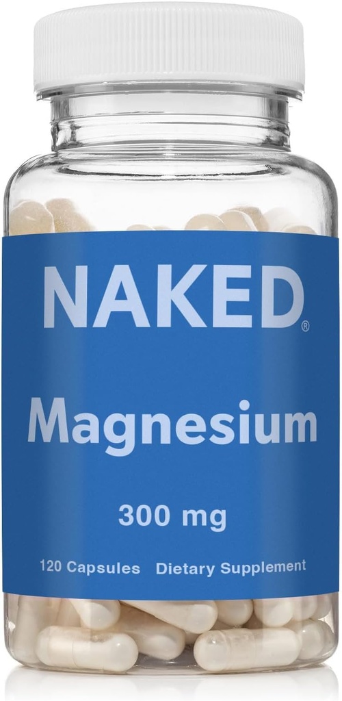 Naked Magnesium Glycinate Complex - 300mg Magnesium Supplement with Citrate & Malate - High Absorption Formula - Vegan, Non-GMO, Gluten-Free - 120 Capsules