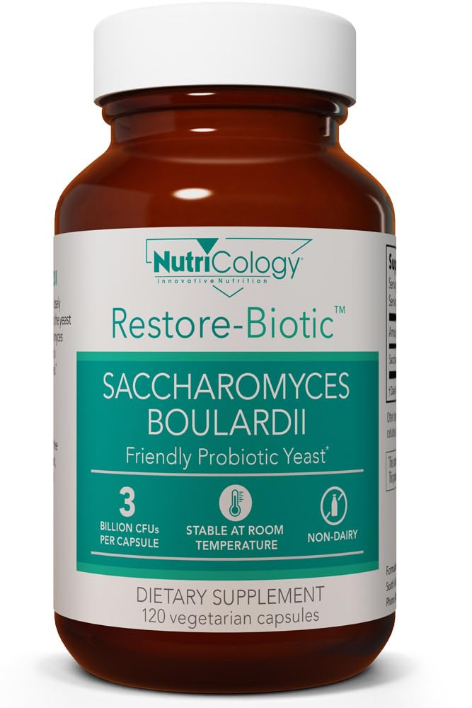 Nutricology Restore-Biotic Saccharomyces Boulardii - Delivers 450 mg Non-Colonizing Yeast Providing 9 Billion CFUs - Supports GI Microbial Balance & Immune Function - 40 Servings - 120 Capsules