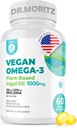 DR. MORITZ Vegan Omega-3 Softgels für Erwachsene und Kinder, hergestellt aus Algenöl mit DHA EPA, Small Algae Omega 3 Supplements, Vegan, 60 Zähler