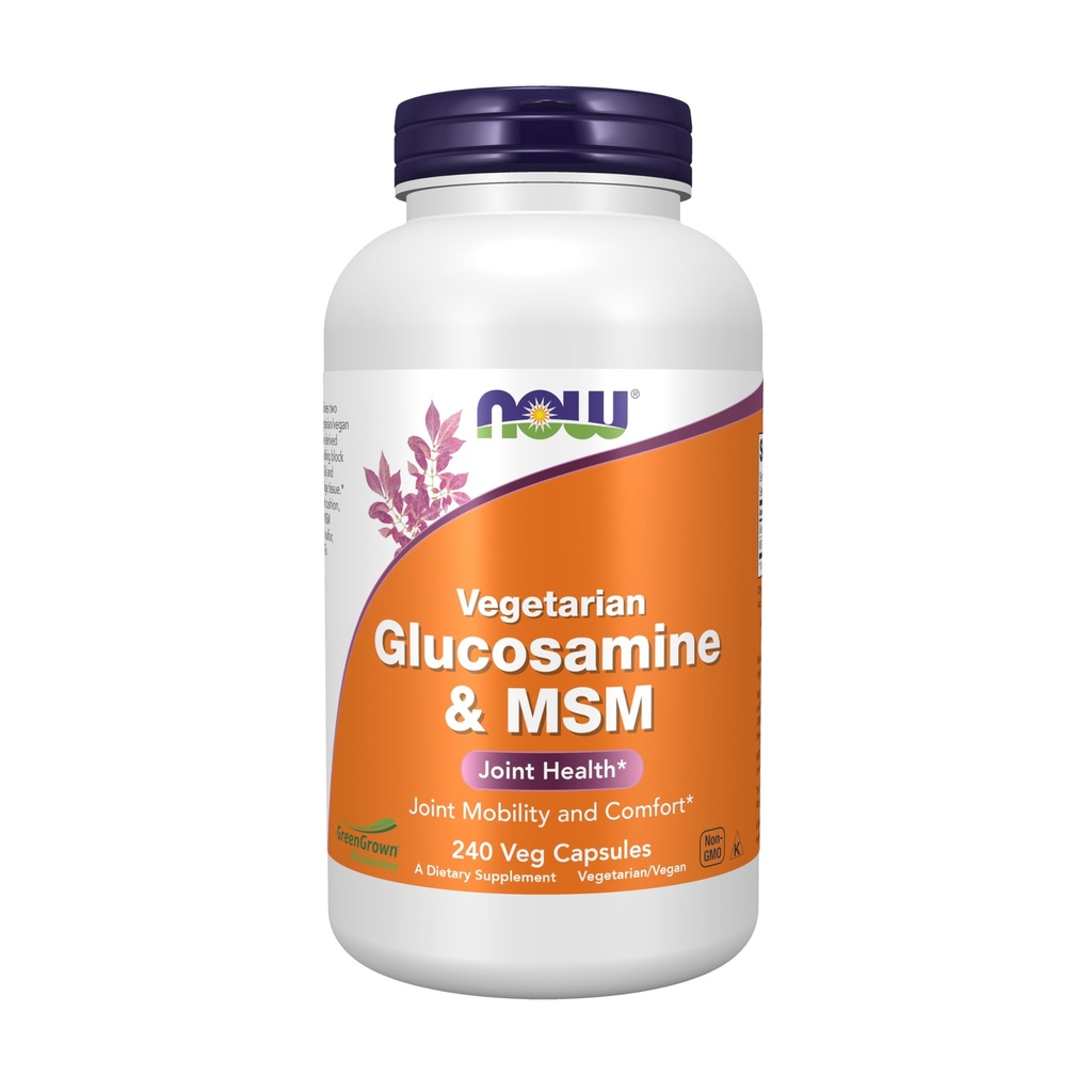 NOW Foods Supplements, Glucosamine & MSM (GreenGrown® Glucosamine), Vegetarian, 240 Veg Capsules
