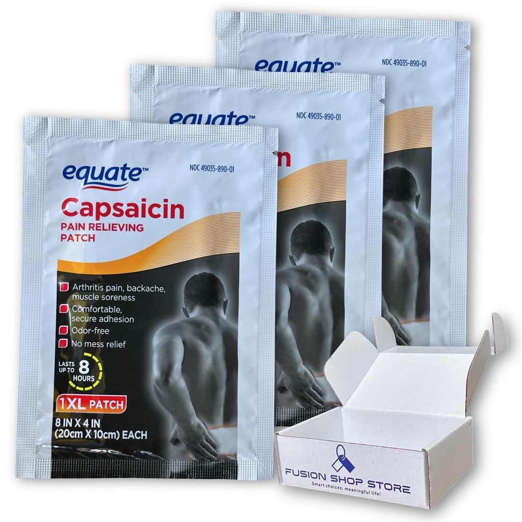 Capsaicin Patch Extra Large 8x4 Inches, 1 Count (Pack of 3), Boxed By Fusion Shop Store