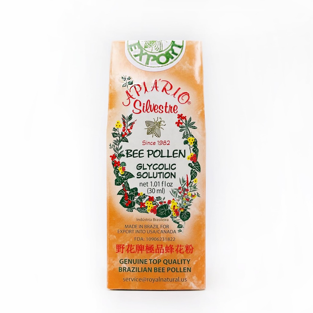 Apiário Silvestre Brazilian Bee Pollen Liquid Extract, Alcohol-Free Drops, USDA Organic Certified Raw Materials from Brazil, GMP and HACCP Quality Systems, 1 fl oz / 30 mL