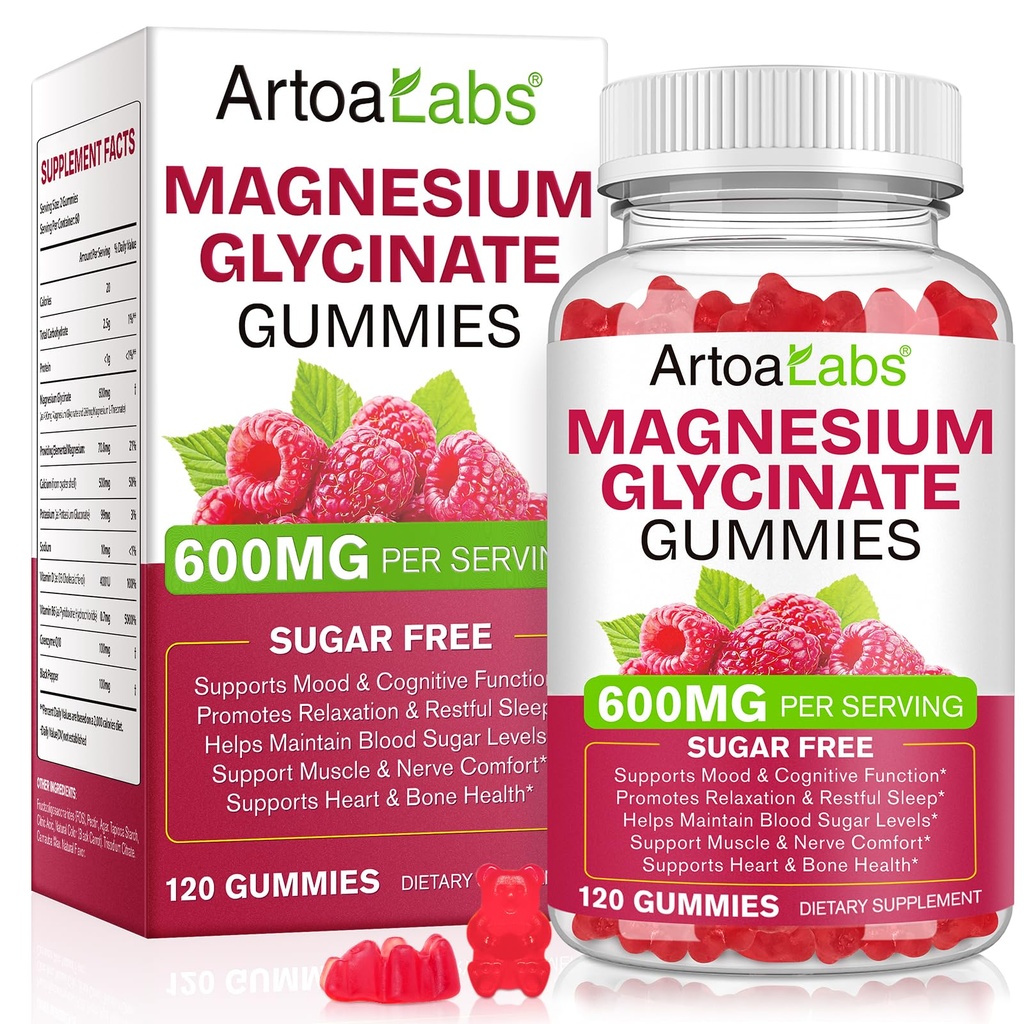 Magnesium Glycinate Gummies with L-Threonate,120pcs Sugar Free Magnesium Complex Gummies for Sleep, Body Support and Relaxation,Non-GMO, Gluten-Free