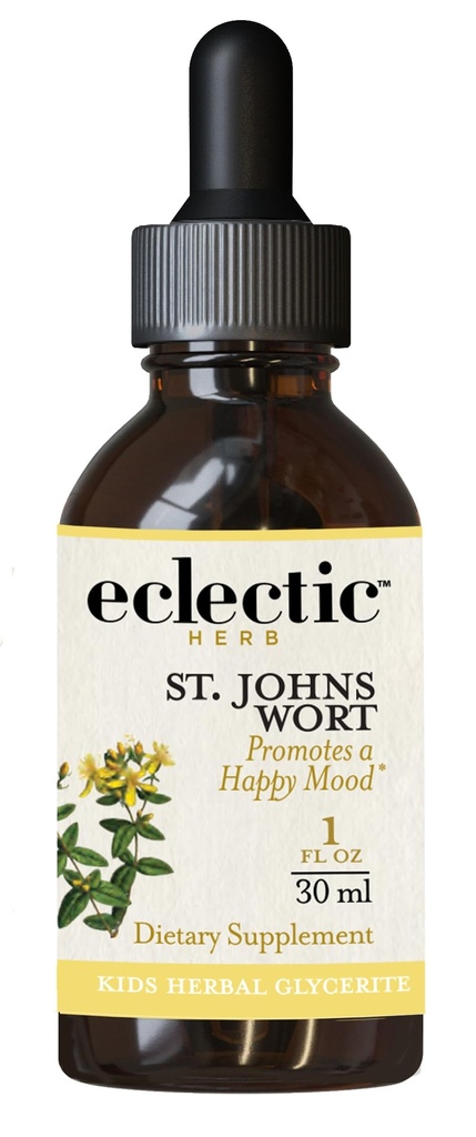 ECLECTIC INSTITUTE Kids Herbs - St. John's Wort, Black Cherry Flavor | Kräutergesundheitsergänzung, fördert eine positive Stimmung | 1 fl oz (30 ml)