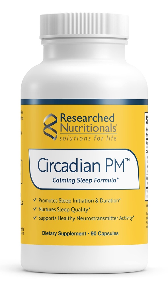 Circadian PM - Promuove un sistema nervoso sano, risposta istamina e notti tranquille con L Theanine, 5 HTP, Valerian Root & GABA Supplements (90 capsule)