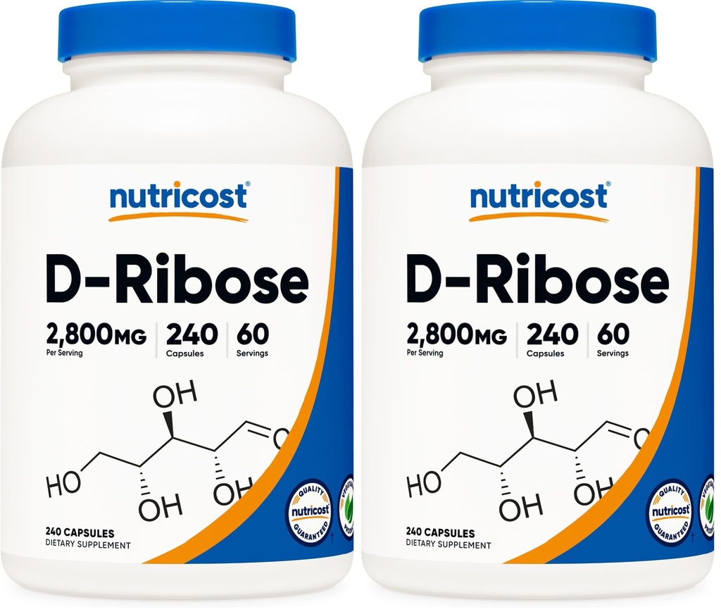 Nutricost D-Ribose 700mg (2800mg Per Serving), 240 Capsules - Vegetarian Friendly, Non-GMO, Gluten Free (Pack of 2)