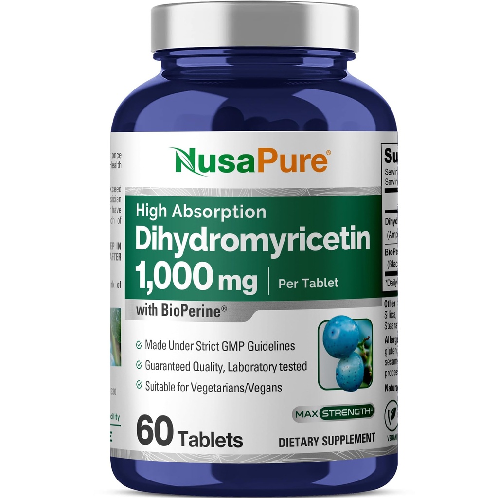 NusaPure Dihydromyricetin (DHM) 1000mg 60 Comprimés végétariens (pas d'OGM et 100% végétarien)