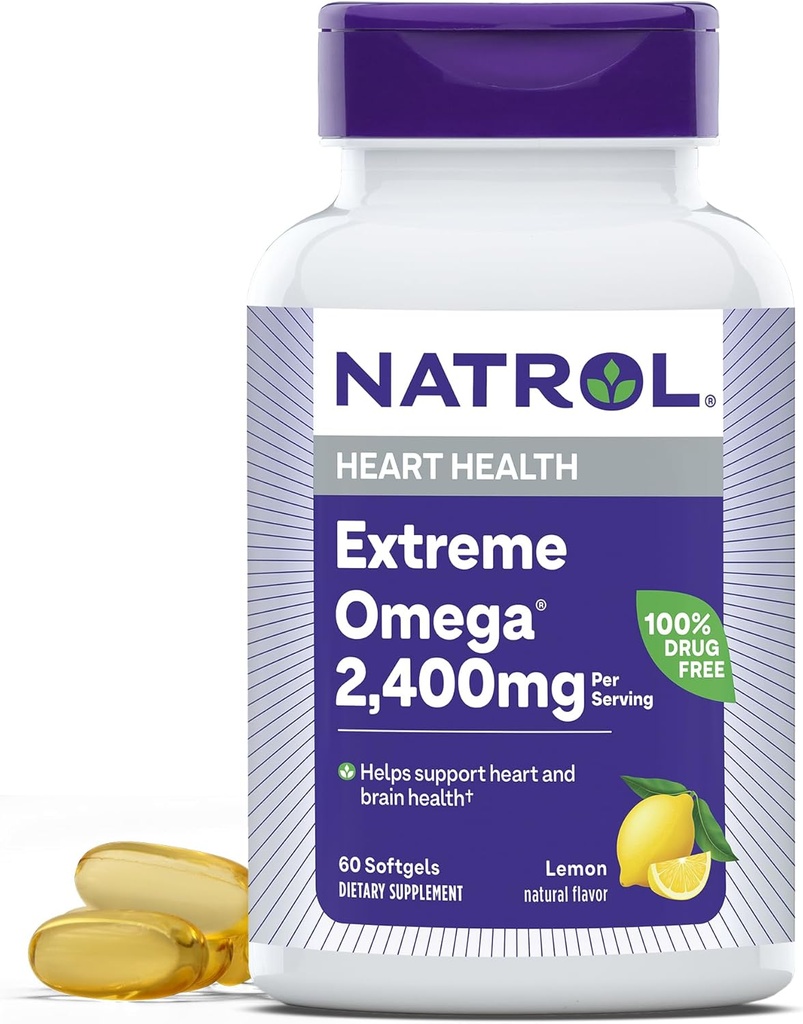 Natrol, Omega-3 softgels extrêmes, supplément diététique santé cardiaque, 60 comte