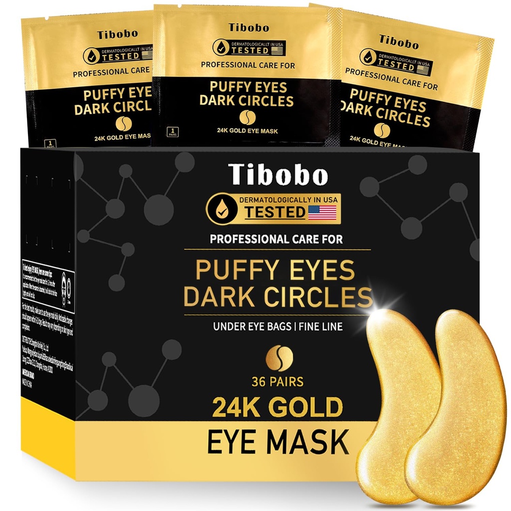 Sotto Eye Patches (36 coppie) - Maschere di occhio d'oro 24K arricchito con il collagene Abundant per cerchi scuri, occhi gonfiati, rughe - regali per la cura della pelle delle donne - Vegan & Stati Uniti Testato