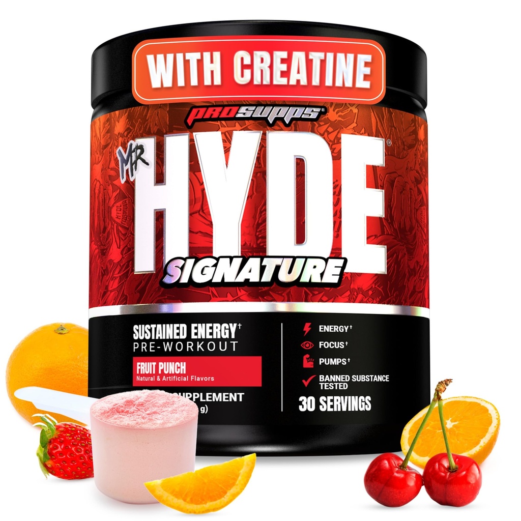 PROSUPPS Mr. Hyde Signature Pre Workout Powder mit Kreatin, Beta Alanine & Caffeine - Performance, Energy & Endurance - Clean Fitness & Gym Supplements für Männer & Frauen (Fruit Punch, 30 Servietten)