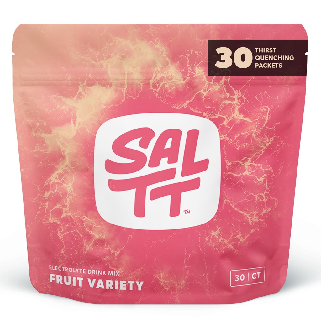 SALTT Electrolytes Powder Packets, Fruit Variety Pack (30 Packets) - Magnesio, Potassio, Sodio, Minerali Trace - Vegan, Sugar Free, Gluten Free - Viaggi Essentials - Made in USA