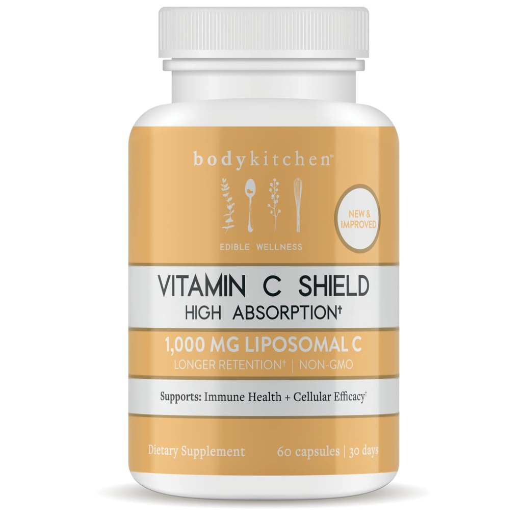 Body Kitchen Liposomal Vitamin C Shield, 1000mg PureWay-C, High Absorption, Non-GMO, Supports Immune Health and Cellular Efficacy, Veggie Caps, 60 Count