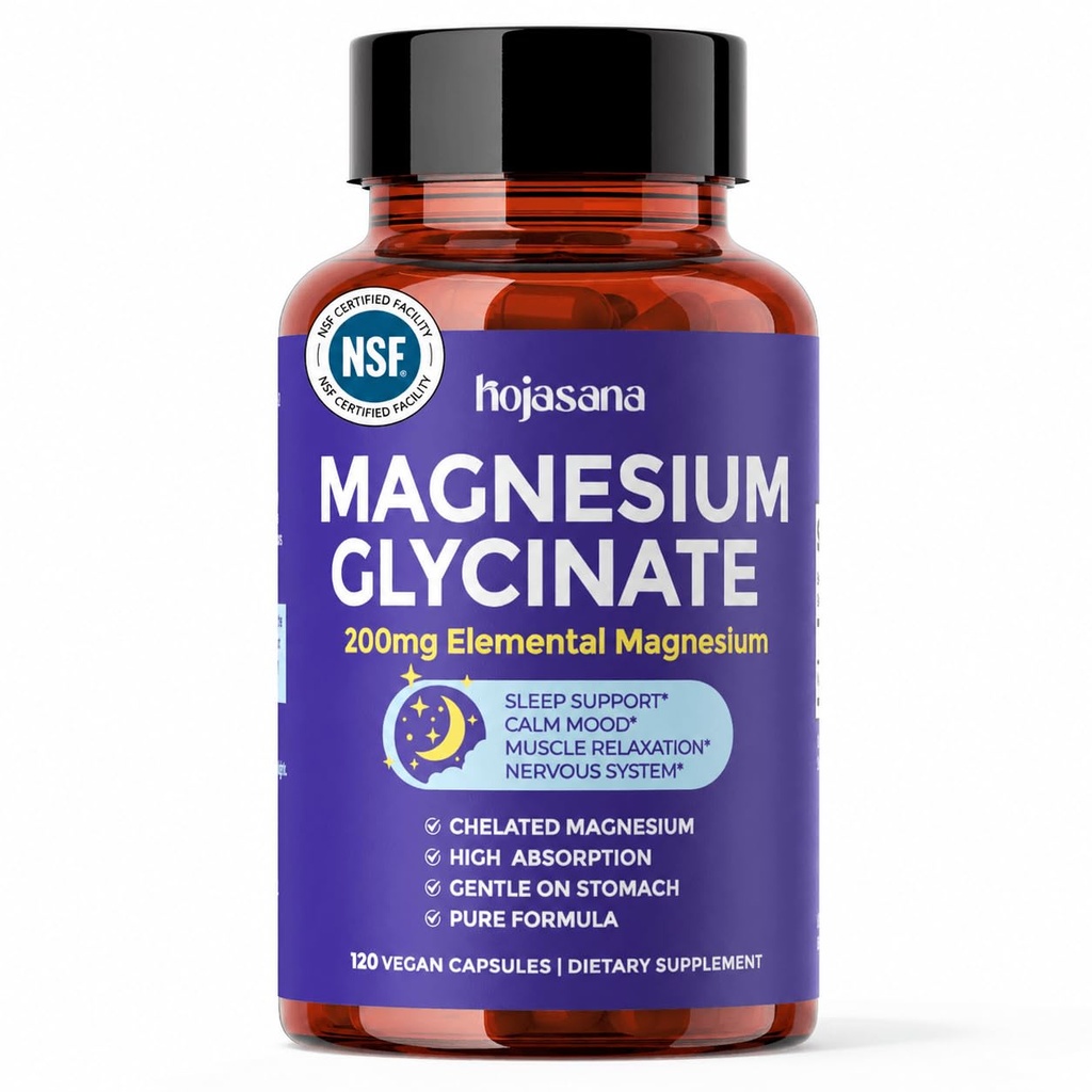 Magnesium Glycinate 200mg Chelated High Absorption 120 Capsules | For muscle relaxation, restful sleep & nervous system health. Vegan, non-GMO, gluten-free, no fillers, 60 servings.