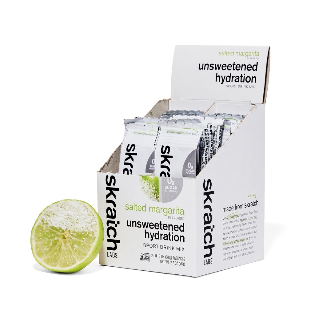 Skratch Labs Unsweetened Hydration Sport Drink Mix | Sugar Free | Electrolytes Booster | Salted Margarita - 20 Servings | Non-GMO, Vegan, Kosher, Keto, Paleo
