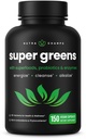 NutraChamps Organic Super Greens Capsules - Alfalfa, Spirulina, Chlorella & More - Antioxidans, Verdauungsenzym & Probiotic Blends - 150 Green Superfood Capsules