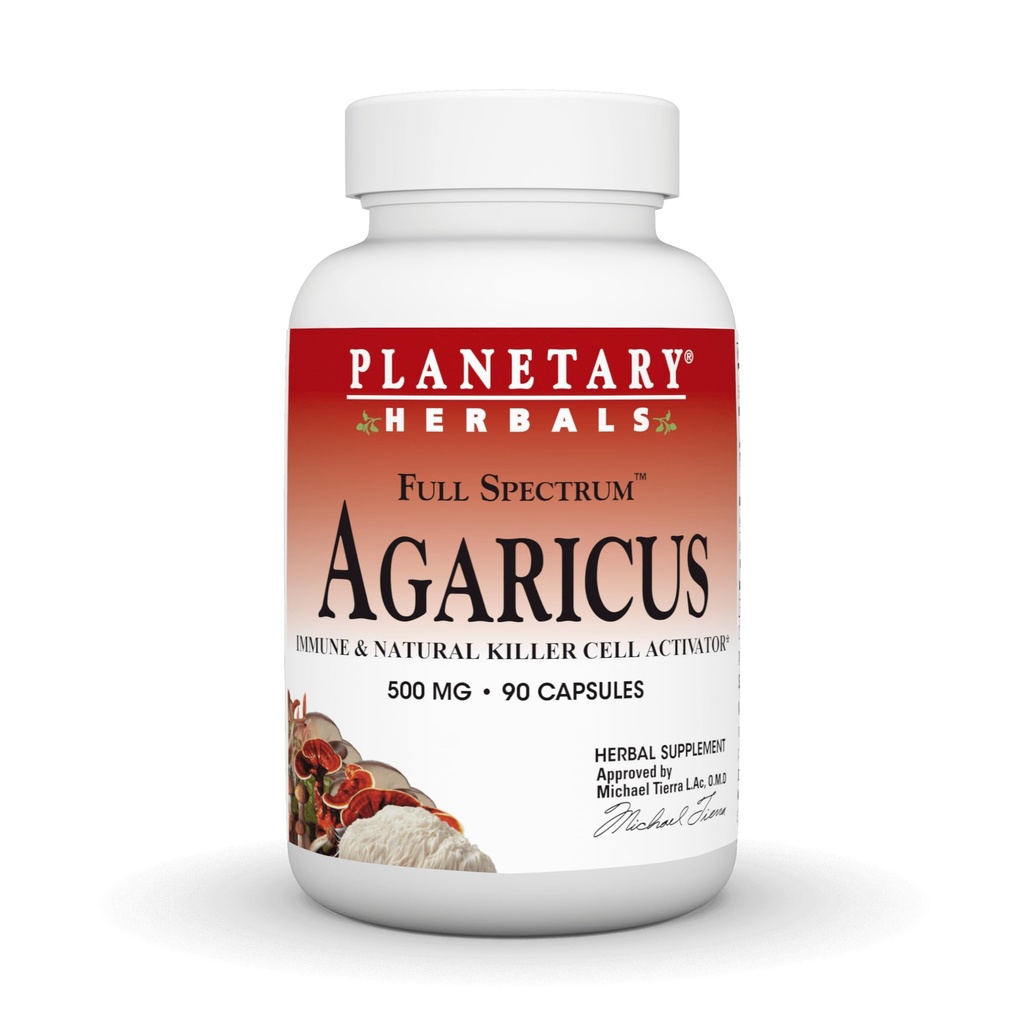 Planetary Herbals Agaricus Full Spectrum 500mg, Immune & Natural Killer Cell Activator, 90 Capsules