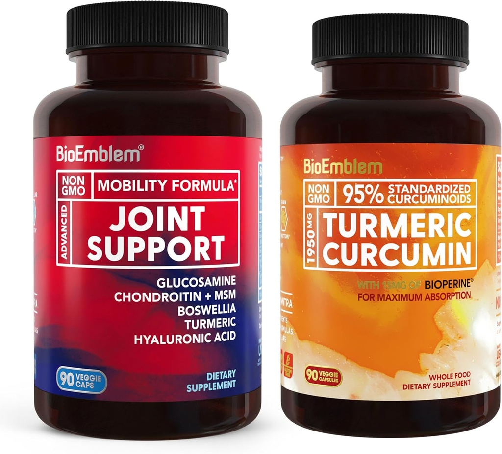 BioEmblem Turmeric Curcumin Supplement mit BioPerine und Joint Support