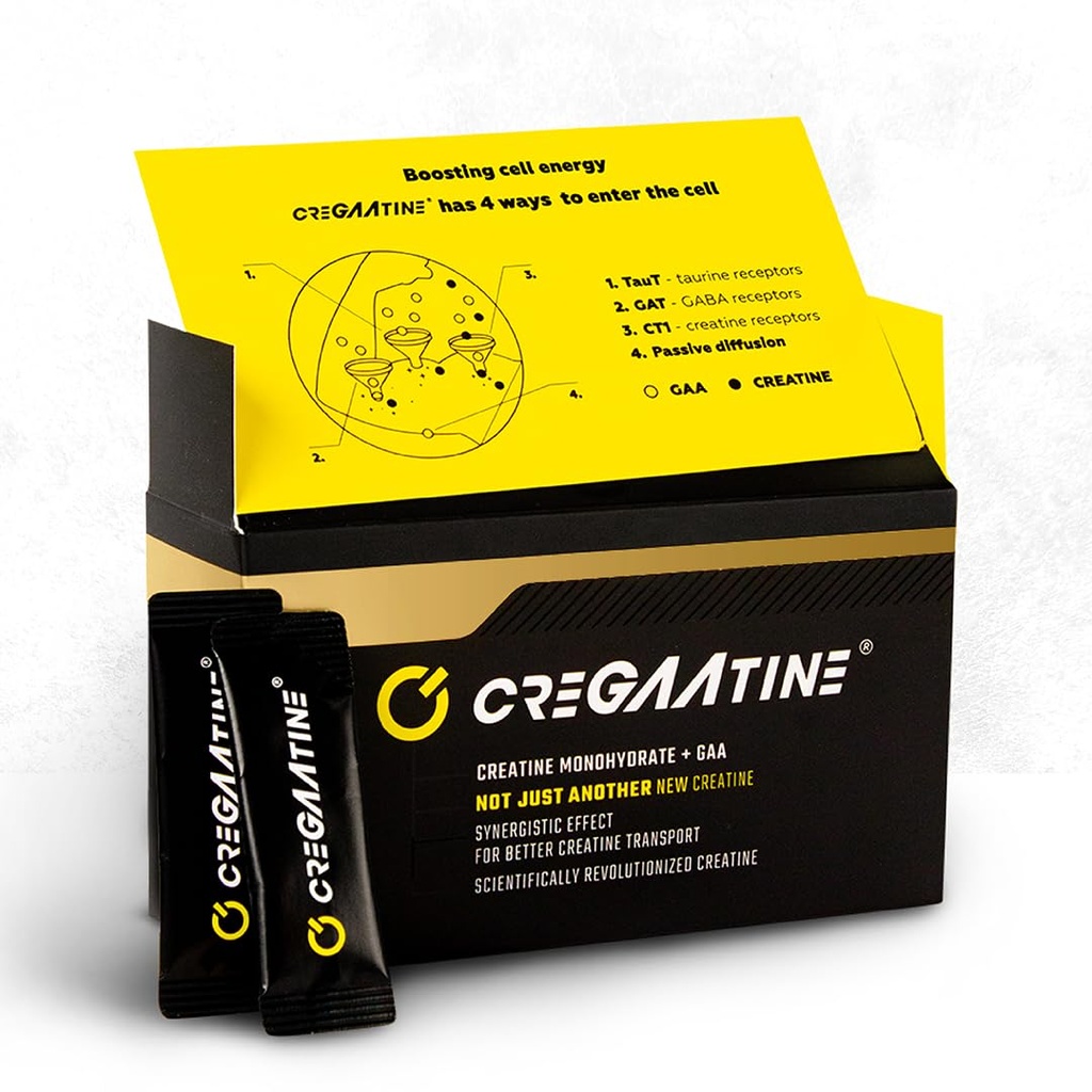 Micronized Creatine Monohydrate + GAA | Stärke erhöhen, keine Wasserretention | Erhöht Speicher & Fokus | Einzel-Serve-Packets | 60 Beutel, 30 Servietten | (Sachets, Unflavored)