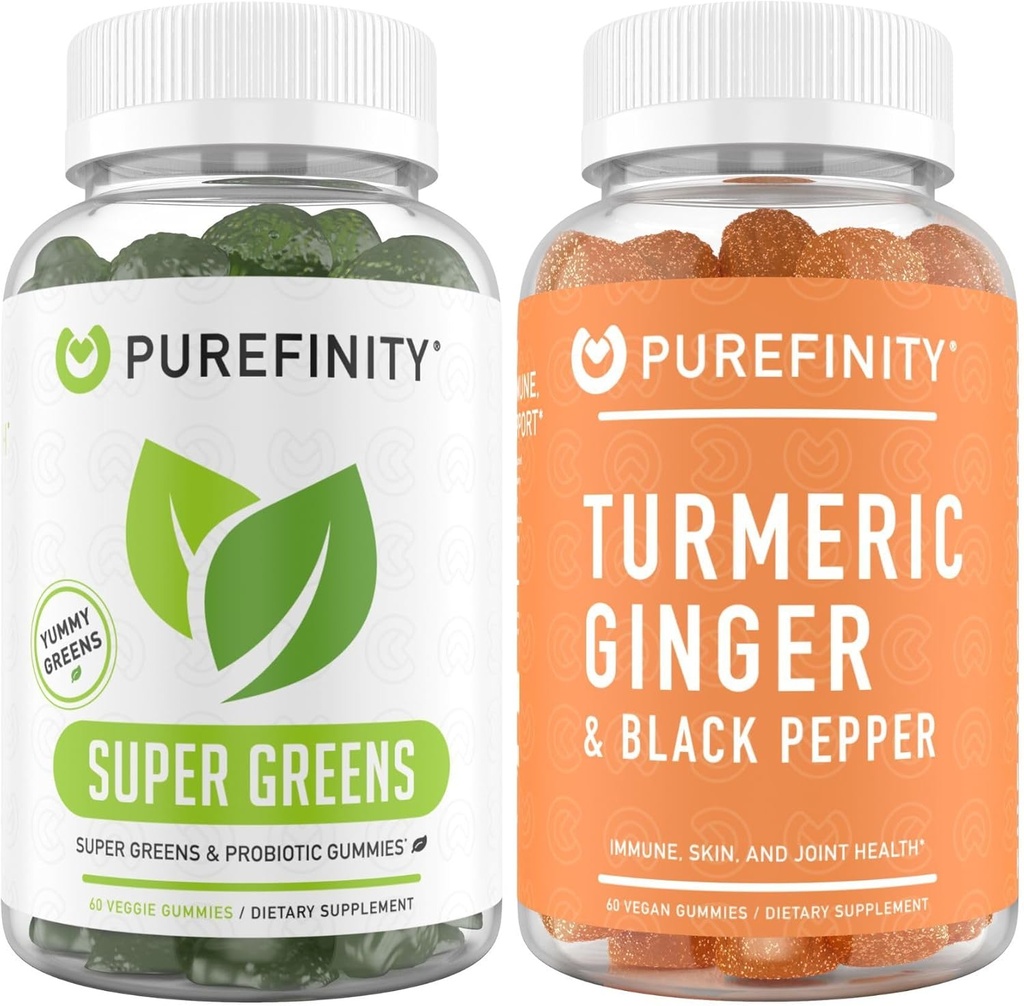PUREFINITY Turmeric Ginger Gummis + Super Greens Gummis Bundle