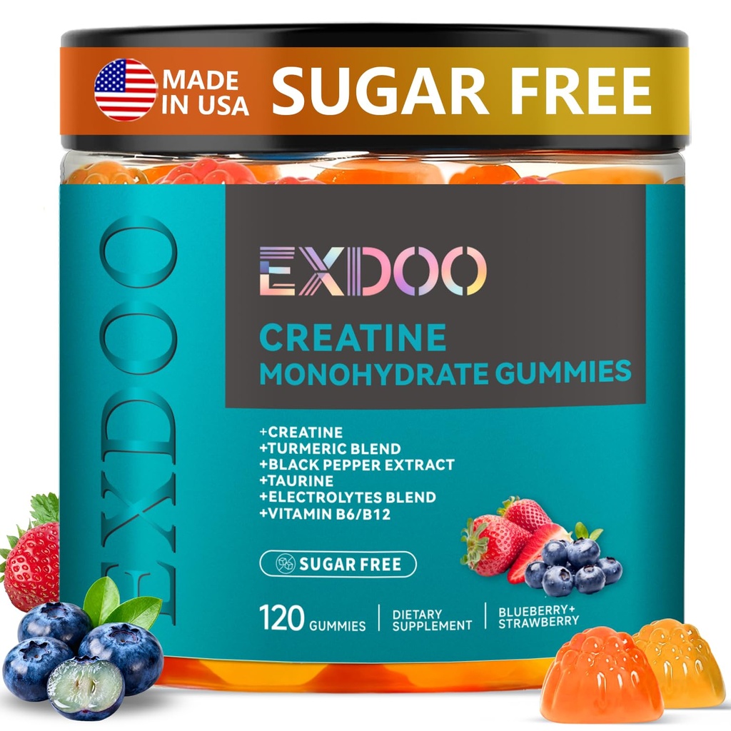 Creatine Monohydrate Gummies with Turmeric for Men and Women Creatine with Taurine Electrolyte for Strength Energy&Muscle Support Pre-Workout Gummies Sugar Free 120pcs