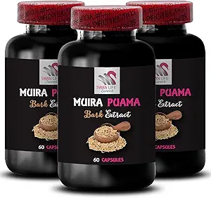 Energie-Unterstützung - MUIRA PUAMA BARK EXTRACT - Kräuter-Stromquelle, Botanische Stärke, Fokus-Unterstützung, Revive Blend, Energiequellen, Pflanzenlebenskraft, Daily Power 3 Flaschen 180 Kapseln