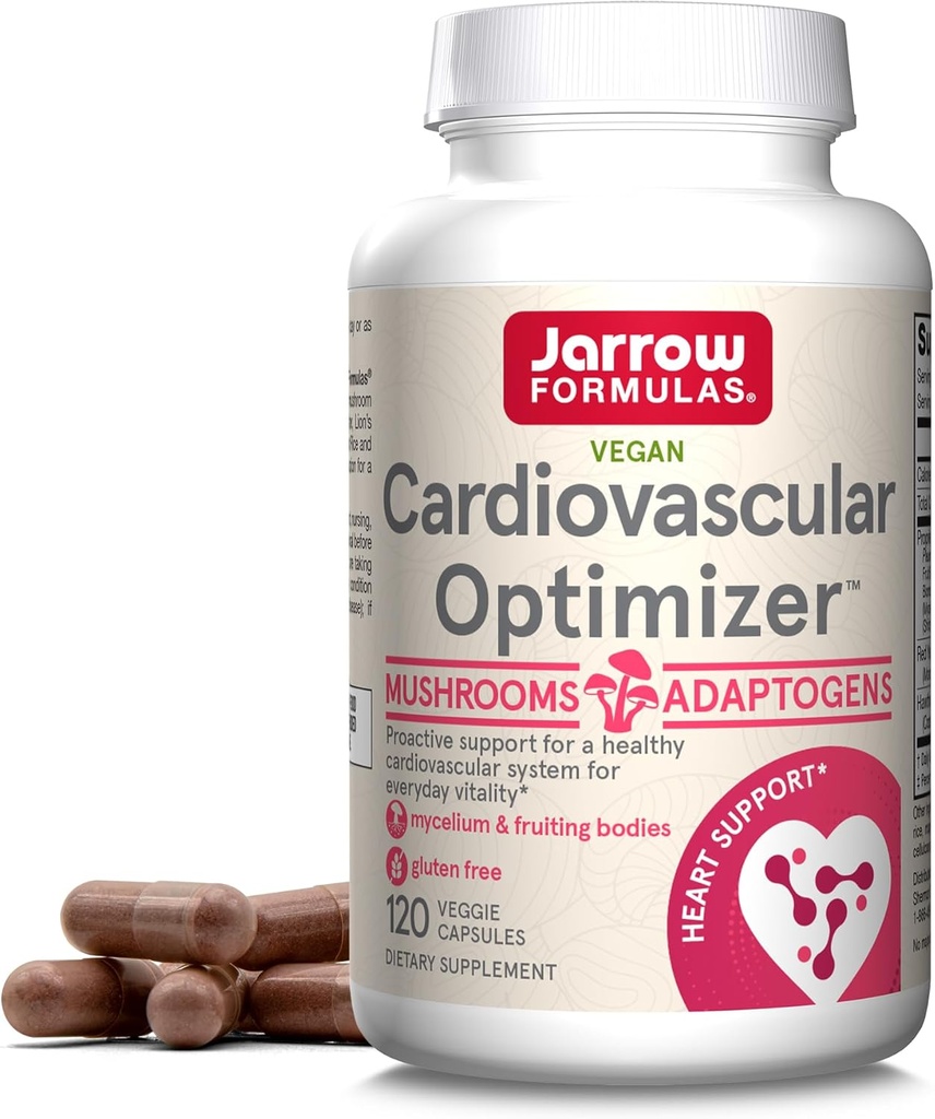Jarrow Formulas Cardiovascular Optimizer con Lion's Mane, Reishi, Shiitake e Blue Oyster Mushrooms, Integratore alimentare con Red Yeast Rice e Hawthorn Leaf, 120 capsule Veggie, 30 giorni di alimentazione