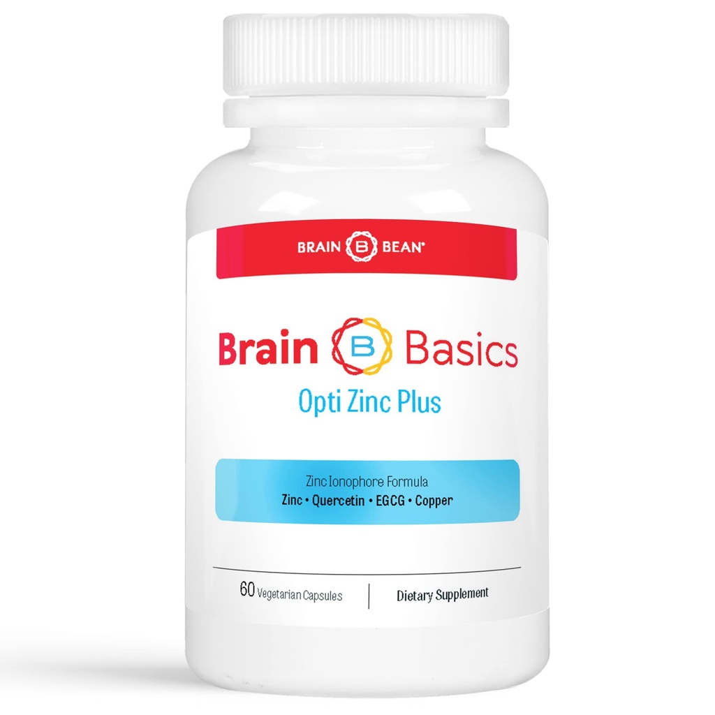 Brain Basics Opti Zinc Plus - Zinc Supplement with Quercetin, EGCG, and Copper. Immune Support Formula - 60 Capsules