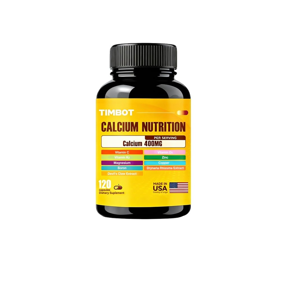 Calcium 400mg with D3 K2 Magnesium Zin 120 Capsules | Made in USA, With Vitamins & Minerals