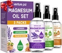 Venture Pal 3-Pack Ensemble de spray d'huile de magnésium topique pour pieds – Cadeau idéal pour la détente, un meilleur sommeil, un soulagement musculaire pour les jambes et les articulations, cheveux et peau sains. Absorption rapide, non grasse