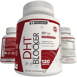 Supplément de soutien de croissance des cheveux DHT Blocker, avec Palmetto de scie biologique, extrait de thé vert, biotine et collagène pour la perte de cheveux et stimule la repousse des cheveux pour les hommes et les femmes - sans gluten, végétarien