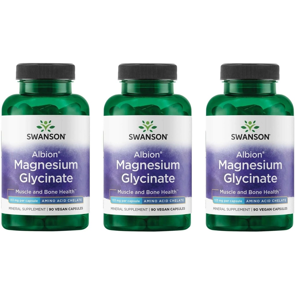 Swanson Magnésium chélaté 133 Milligrammes 90 Capsules (3 Pack)