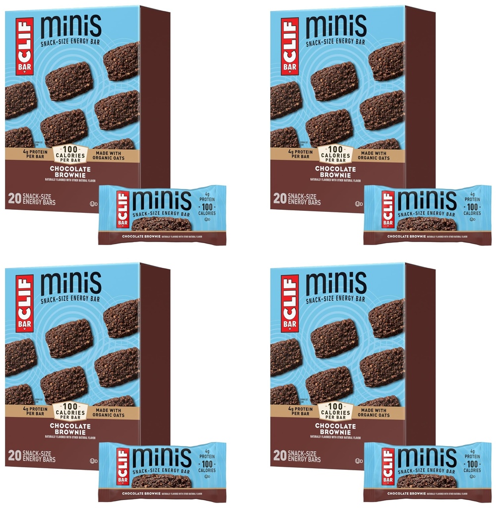 CLIF BAR Minis - Chocolate Brownie Flavor - Made with Organic Oats - 4g Protein - Non-GMO - Plant Based - Snack-Size Energy Bars - 0.99 oz. 20 Count (Pack of 4)
