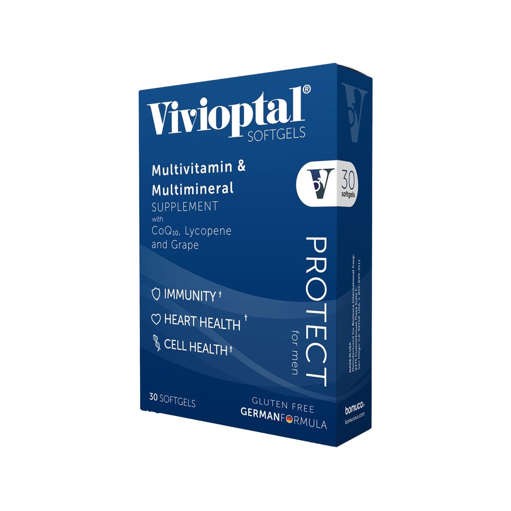 Vivioptal für Herren, 30 Kapseln, CoQ10, Lycopin & Resveratrol, Multivitamin & Multimineral, Glutenfrei, deutsche Formel